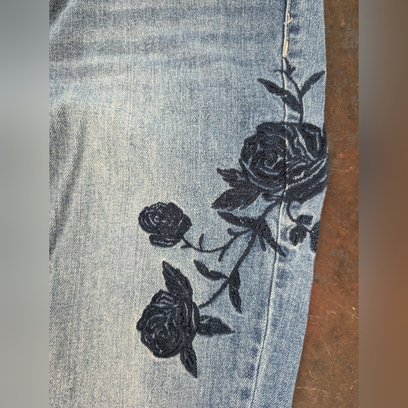 Harper Heritage Womens Blue Jeans Embroidered Floral High Rise Straight - Picture 5 of 10